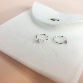 Sterling Silver Crystal Ear Jacket Hoop Earrings, 5 of 5