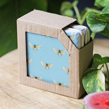 Blue And Grey Bee Coasters, 2 of 5