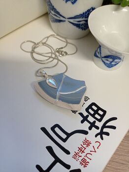 Blue Grey Stoneware Kintsugi Pendant, 3 of 3