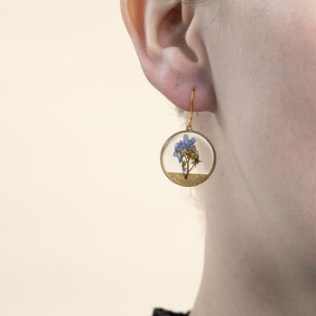 Forget Me Not Or Queen Anne Gold Plated Brass Earrings, 2 of 5