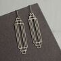 Art Deco Rectangle Silver Earrings, thumbnail 1 of 9