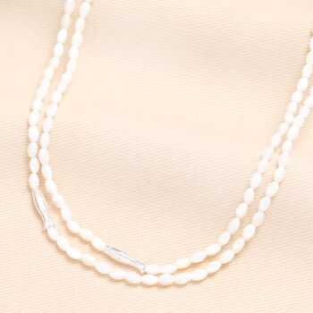 Oval Pearl Beaded Double Layer Fish Necklace, 4 of 7