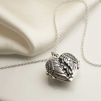 Sterling Silver Love Wings Locket Necklace, 3 of 12