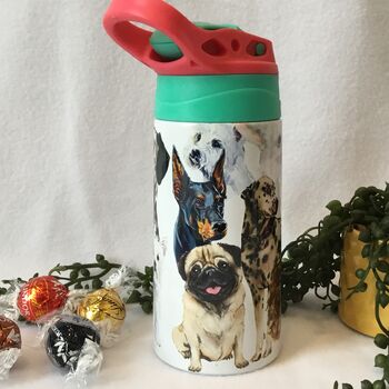 Personalised Dog Print Flip Top Kids Water Bottle, 5 of 10