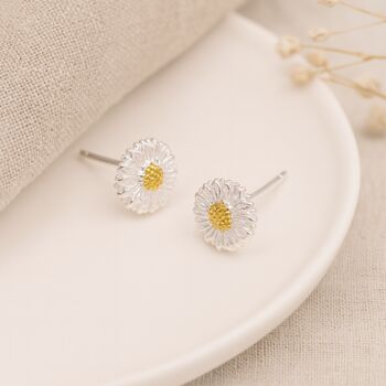 Sterling Silver And Gold Daisy Stud Earrings – 6mm, 2 of 6