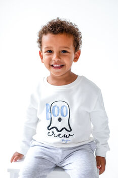 Boo Crew Halloween Embroidered Sweatshirt Jumper Personalised With Child's Name, 3 of 5