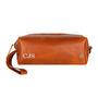 Personalised Buffalo Leather Wash Bag In Tan, thumbnail 3 of 9