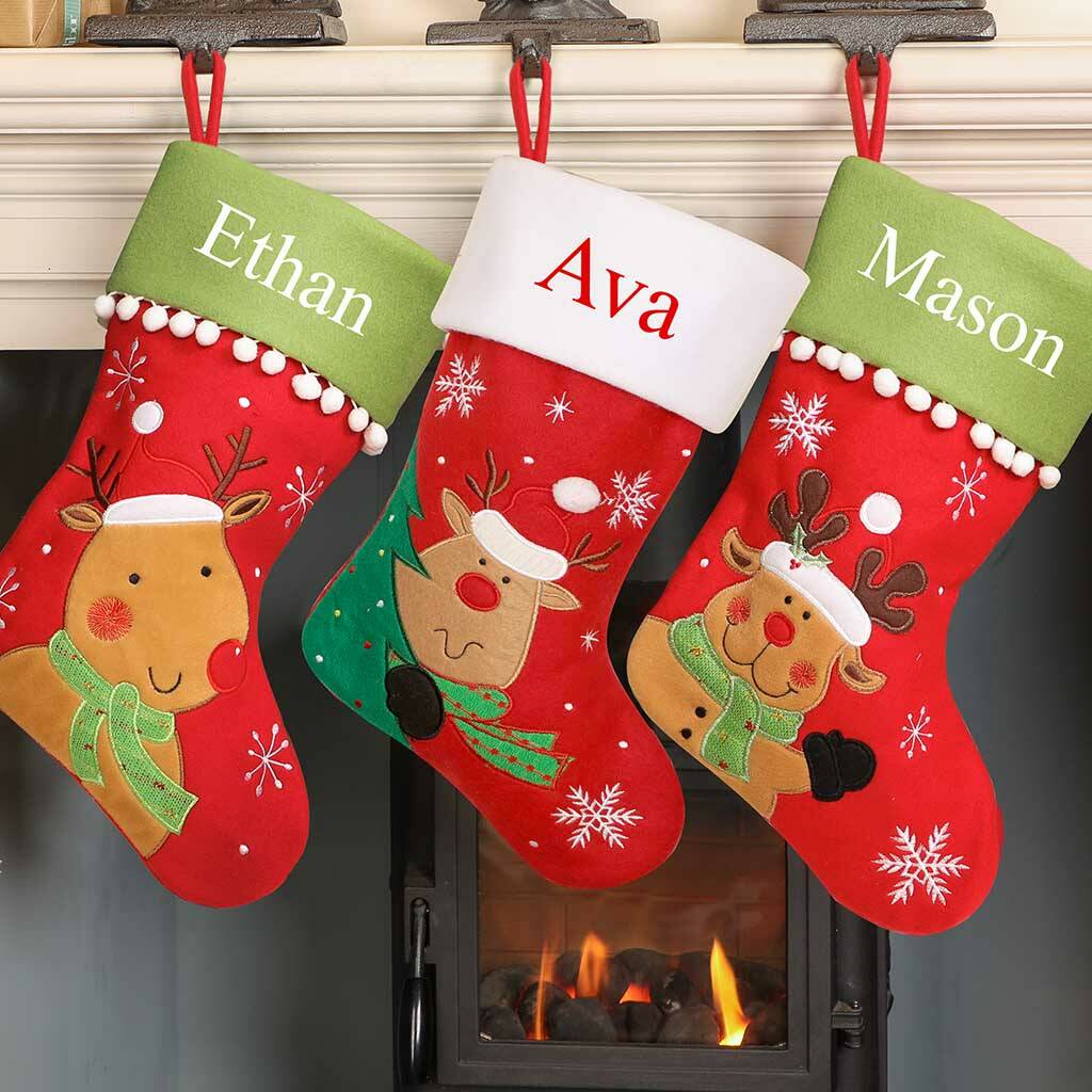 Personalised Novelty Reindeer Christmas Stocking By Dibor