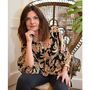 'Daphne' Black, Rose And Gold Floral Baroque Button Down Shirt, thumbnail 2 of 5