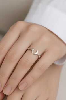 Sterling Silver Adjustable Whale Tail Ring, 5 of 8