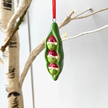 Ceramic Peas In A Pod Christmas Decoration, 2 of 7