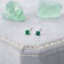 Natural Green Onyx Stud Earrings In Sterling Silver, thumbnail 7 of 12