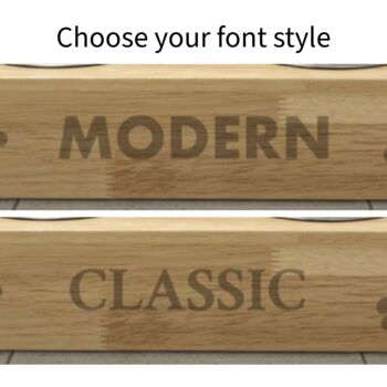 Personalised Name Engraved Wooden Raised Double Cat Bowl, 5 of 5