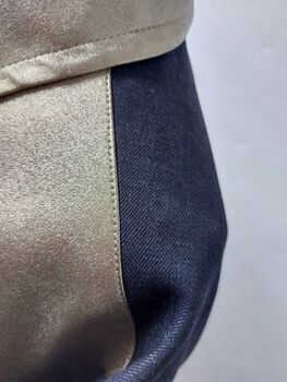 Gold Lancer Faux Leather Front And Organic Denim Jacket, 7 of 7