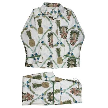Pineapple And Bluebird Cotton Pyjamas, 7 of 8