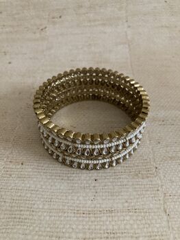 Indian Gold Plated Kundan Antique Bangles Two.Eight, 3 of 8