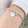 Sterling Silver Clasp Bracelet Personalised Mini Heart And Birthstone, thumbnail 2 of 12