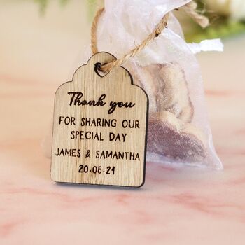 Personalised Thank You Engraved Wedding Favor Tag Heart, 5 of 5
