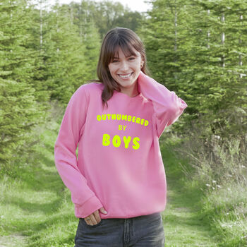 'Outnumbered By Boys' Mum Jumper Sweatshirt, 4 of 12