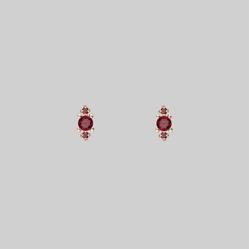 Rosebud Garnet Trio Stud Earrings, 3 of 3