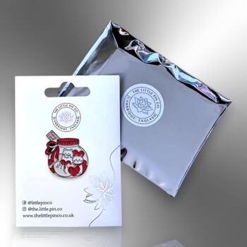 Mason Jar Of Cats And Hearts Valentine's Enamel Pin, 5 of 8