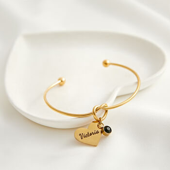 Personalised Heart Knot Gemstone Bangle Gift, 3 of 8
