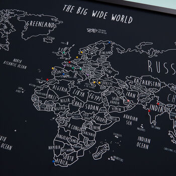 Personalised World Travel Pinboard Map With Pins, 3 of 12