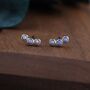 Sterling Silver Tiny Purple Opal Trio Stud Earrings, thumbnail 4 of 12