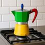 Italian Moka Pot Espresso Maker In Green And Yellow, thumbnail 3 of 5