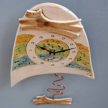 Handmade Dog Wall Clock With Pendulum Personalised, 6 of 9
