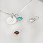 Sterling Silver Birthstone Initial Necklace, thumbnail 1 of 5