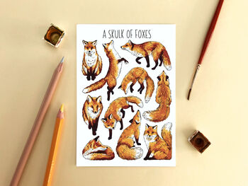 Foxes Wildlife Watercolour Postcard, 7 of 8