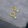 Sterling Silver Dangling Green Opal Oval Hoop Earrings, thumbnail 5 of 11