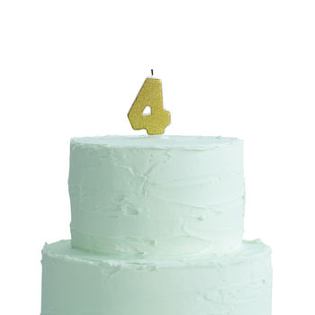 Gold Glitter Number Four Birthday Cake Candle, 2 of 2