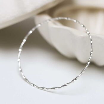 Sterling Silver Fine Twisted Bangle, 5 of 9
