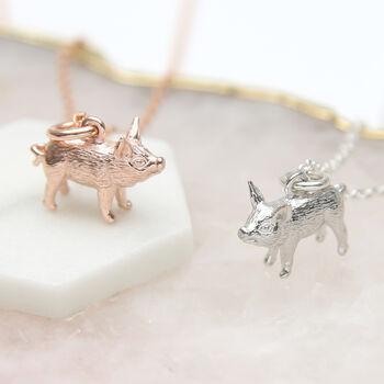 18ct Gold Plated Or Silver Piglet Necklace, 2 of 5