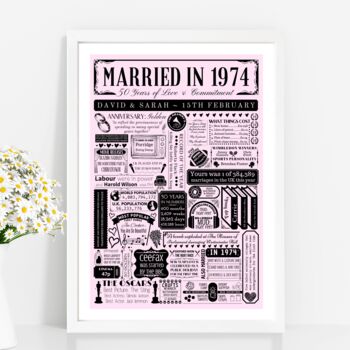 Personalised 50th Golden Wedding Anniversary Poster, 4 of 9