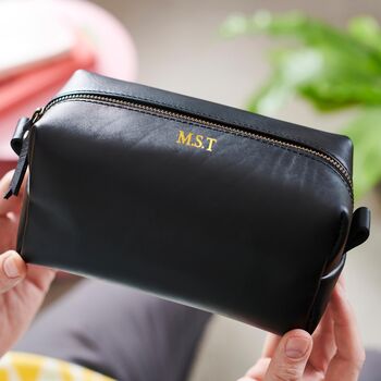 Personalised Travel Leather Wash Bag, 6 of 7