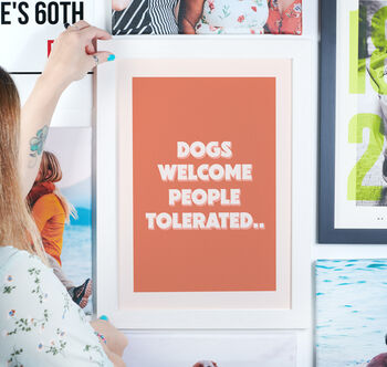 Framed Dogs Welcome, People Tolerated Hallway Print, 2 of 4