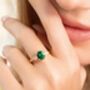 Emerald Oval Cut Three Stone Engagement Ring In Sterling Silver And Gold, thumbnail 8 of 12