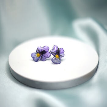 Wildflower Pansy Studs In Sterling Silver, 5 of 6