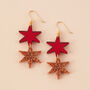 Star Dangle Earrings In Copper Glitter Acrylic, thumbnail 1 of 4