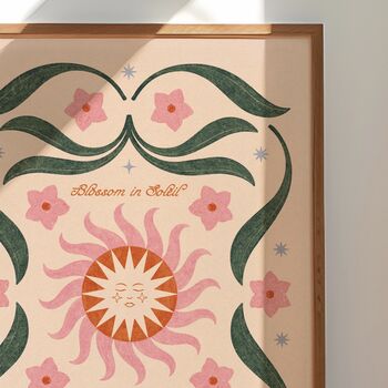 ‘Blossom Soleil’, Botanical Sun Art Print, Floral Celestial Yoga Poster, 2 of 3