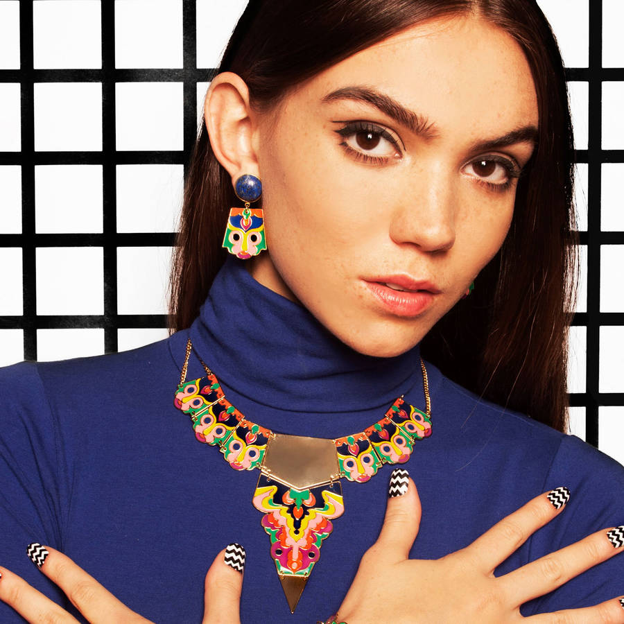 enamelled breastplate necklace by me & zena