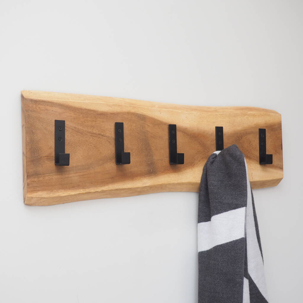 Natural Wood Coat Hooks Two Sizes, 1 of 5