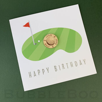 Personalised Golf Ball Marker Keepsake Birthday Card, 6 of 6