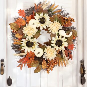 Large Autumn Rattan Pumpkin Wreath, 3 of 5