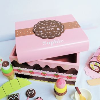 Children's Personalised Wooden Chocolate Play Box, 2 of 10