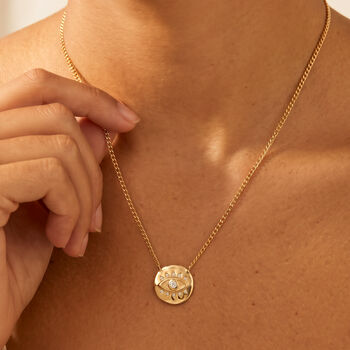 Gold Or Silver Women’s Evil Eye Coin Pendant Necklace, Spiritual Jewellery, 2 of 6