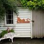 Rusty Metal Cat And Bird Decor Playful Cat Sculpture, thumbnail 1 of 10